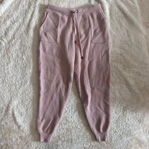 Ann Taylor Joggers Waffle Knit Sweater Pull On Pants Lounge High Rise Pink Large